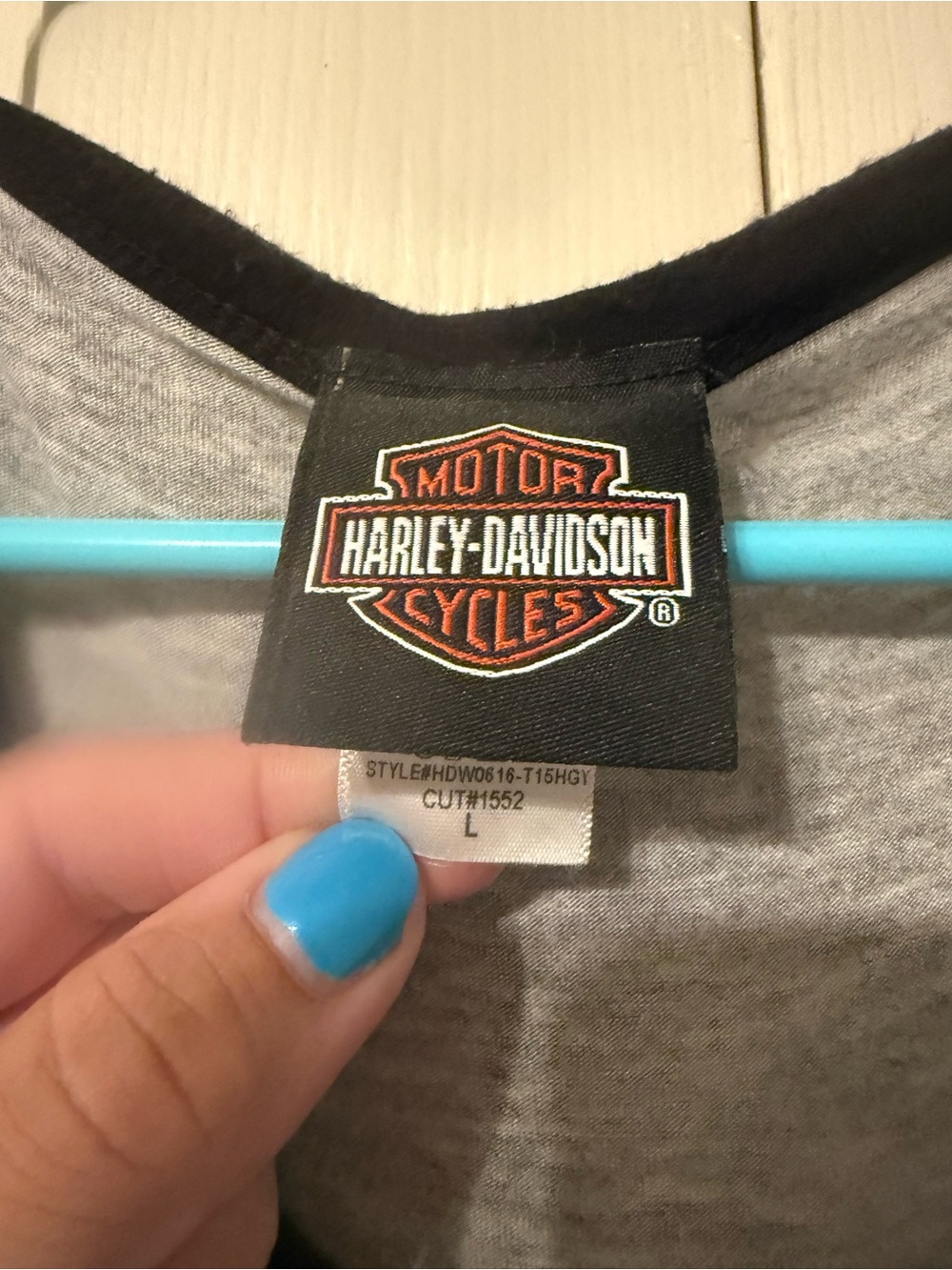 Harley Davidson Fringed Graphic Tank - Grey with Red & Blue Graphic - Picture 2 of 5